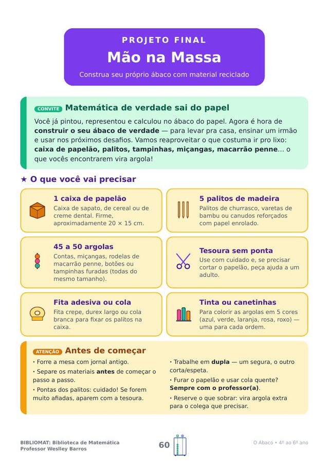 Projeto Mão na Massa: construir o próprio ábaco com material reciclado