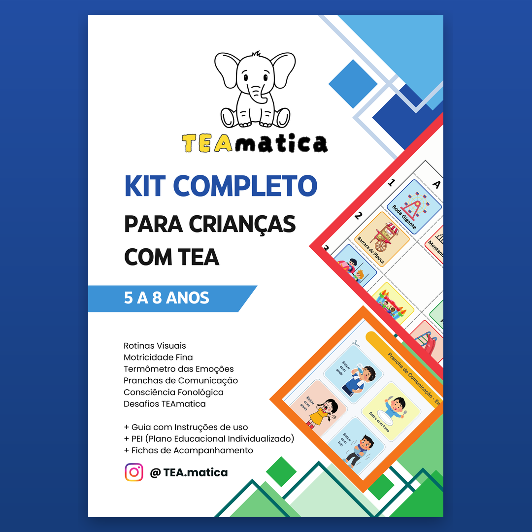 Capa do Kit TEAmática · Atividades para crianças com TEA de 5 a 8 anos