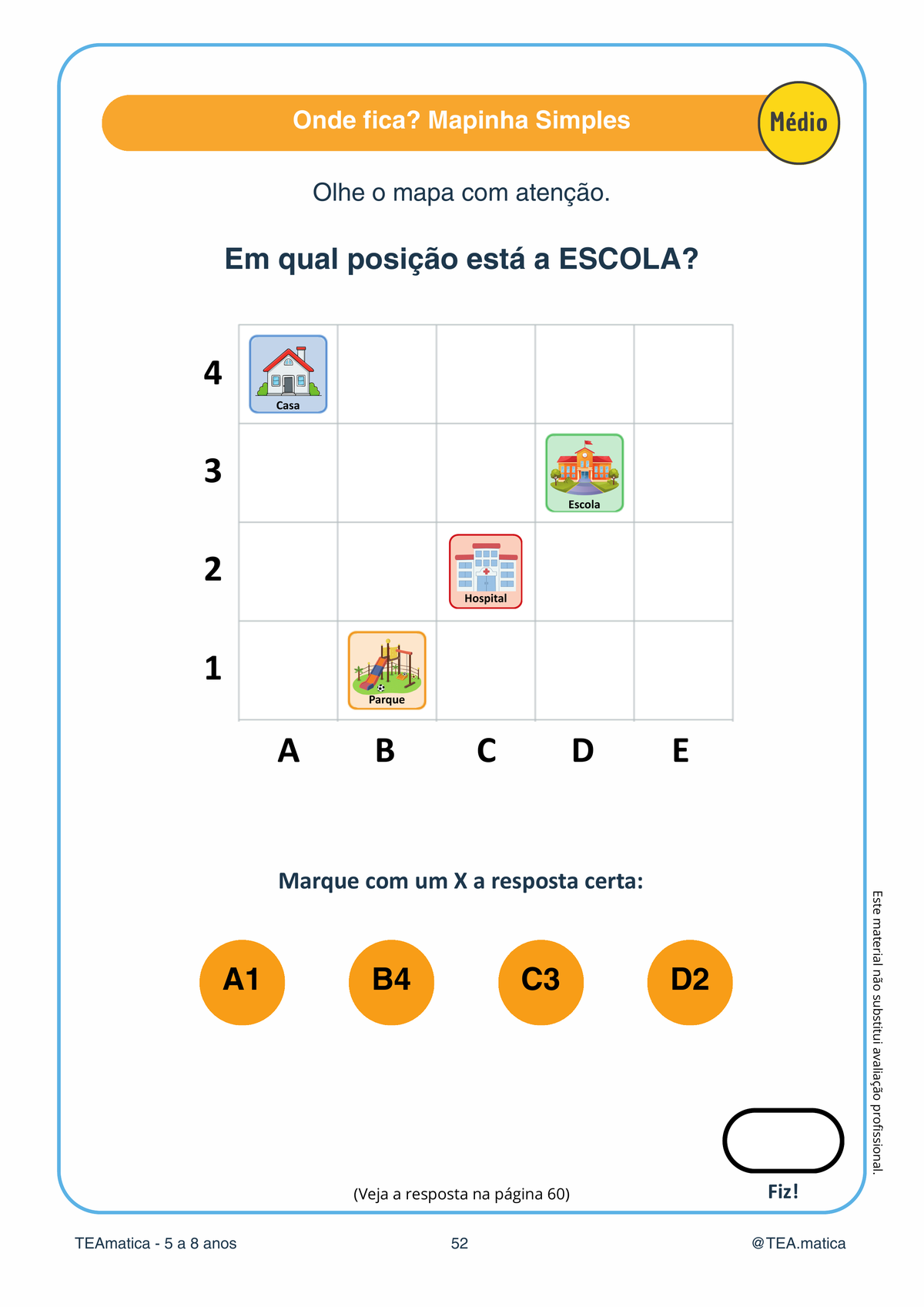 Onde fica? Mapinha Simples — primeiro contato com par ordenado em mapa 4×5 (BNCC EF02MA12, SAEB 2G1.1)